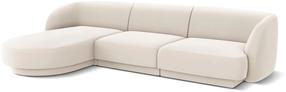 Stūra dīvāns Micadoni Home Miley Velvet 4 Seats, gaiši brūna krās., kreisais, 259 x 155 cm x 74 cm