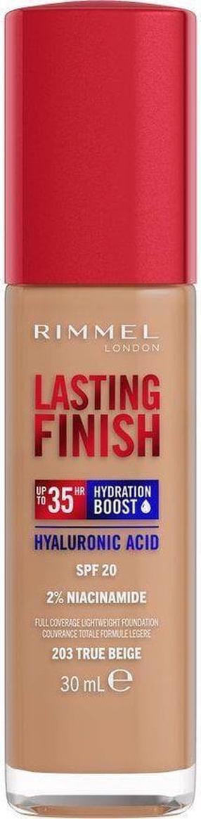 Skystas makiažo pagrindas Rimmel London Lasting Finish 35H, SPF 20, true beige sp., 203, 30 ml