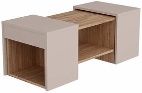Kafijas galdiņu komplekts Kalune Design Sartos, bēša krās./pine, 30 - 40 cm x 100 cm x 37 - 40 cm, 3 gab.
