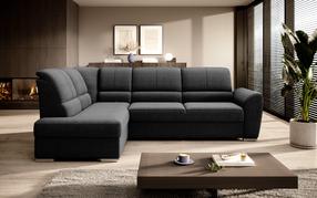 Kampinė sofa Siber Flores 10, juoda sp., kairinė, 186 x 270 cm x 93 cm