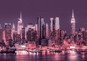 Fototapetas Artgeist Purple Night Over Manhattan - Cityscape Of New York Architecture, 210 cm x 294 cm