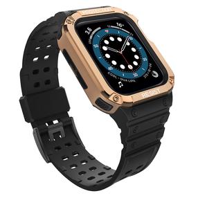 Siksniņa Hurtel, Protect Strap Band With Case Apple Watch 41/40/38mm, zelta krās./melna krās.