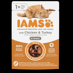 Šlapias kačių maistas IAMS Delight BEAPHAR.10009, vištiena/kalakutiena, 0.085 kg