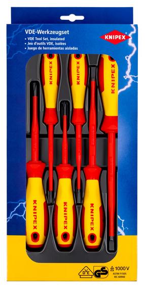 Набор отверток Knipex Phillips VDE 00 20 12 V02, перекрестный/плоский, изолированный, 17 см, 6 шт.