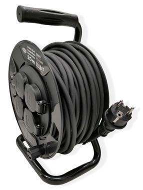 Ilgintuvas su rite Tamo H05RR-F, 3G1.5, 20 m, IP44, 4 lizdų, juoda sp.