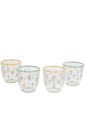 Stiklinių komplektas Hermia Botanical, stiklas, 0.29 l, 4 vnt., įvairių spalvų