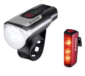 Velosipēdu lukturis Sigma Aura 80 + Blaze USB LAMR289, plastmasa, melna krās.