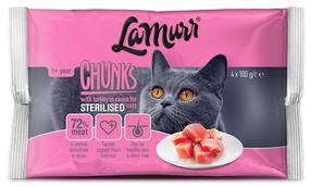 Mitrā kaķu barība La Murr Chunks Turkey In Sauce, tītara gaļa, 0.1 kg x 4 gab.