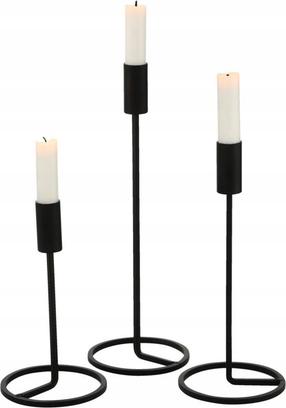 Žvakidė Boltze Fio, metalas, Ø 11 cm, 32 cm, juoda sp., 3 vnt.