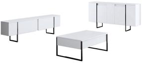 Svetainės baldų komplektas Kalune Design Luxe, vidaus, balta sp./juoda sp.
