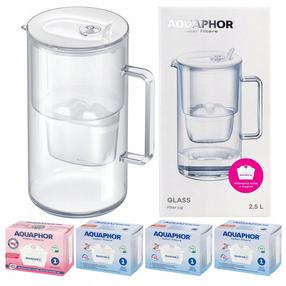 Посуда для фильтрации воды, с картриджами Aquaphor Glass, 2.5 л, прозрачный цв./белый цв.