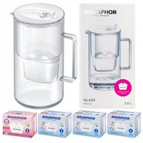 Vandens filtravimo indas, su kasetėmis Aquaphor Glass, 2.5 l, skaidri sp./balta sp.