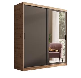 Spinta ADRK Hailey, ąžuolo sp./juoda sp., 180 cm x 60 cm x 205 cm, su veidrodžiu