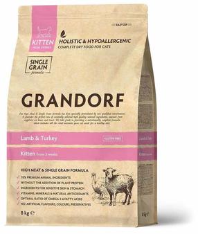 Sausas kačių maistas Grandorf Single Grain Kitten Lamb & Turkey, ėriena, 8 kg