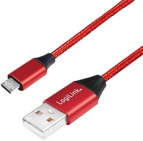 Провод Logilink USB to Micro USB USB, Micro USB, 0.3 м, красный цв.