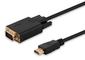 Провод Savio HDMI / VGA HDMI 19 pin male, VGA 15 pin male, 1.8 м, черный цв.