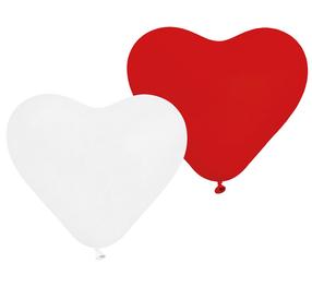 Õhupallide komplekt erikujuga Gemar Hearts, valge v./punane v., 5 tk