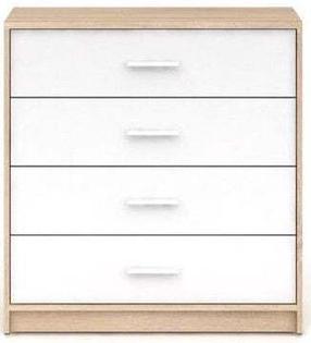 Komoda Nepo Plus, ąžuolo sp./balta sp., 84 cm x 34 cm x 80 cm