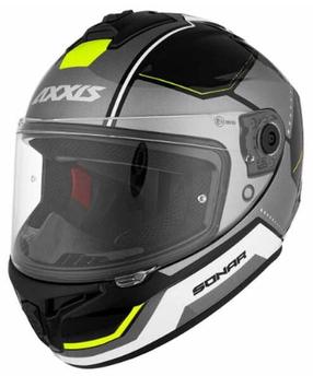 Mootorratta kiiver Axxis Draken SONAR B13, S (55-56 cm), must v./kollane v./hall v.