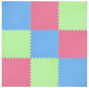 Kilimėlis fitnesui ir jogai One Fitness Puzzle Protective Mat, mėlyna sp./žalia sp./rožinė sp., 180 cm x 180 cm x 1 cm
