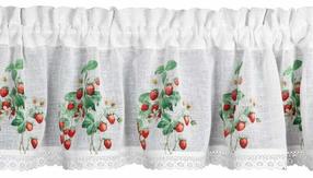 Päevakardin Ksenia, valge v./punane v./roheline v., 150 cm x 30 cm