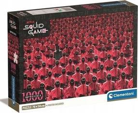 Dėlionė Clementoni Netflix Squid Game 39858, 70 cm x 50 cm, 1000 vnt., juoda sp./raudona sp./rožinė sp.