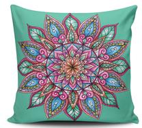 Dekoratyvinė pagalvėlė Mioli Decor Mandala, žalia sp./įvairių spalvų, 43 cm x 43 cm