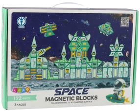 Magnētiskais konstruktors Lean Toys Space, 172 gab., zaļa krās.