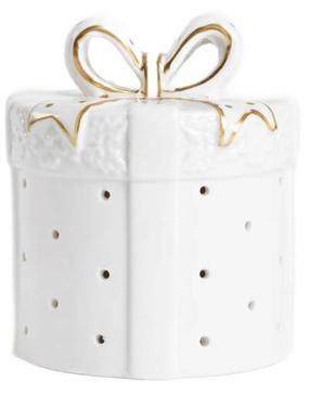 Žvakidė Homla Lapland Gift, keramika, 11.9 cm, aukso/balta