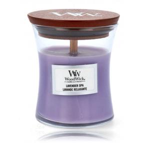 Svece, aromātiskā WoodWick Lavender Spa, 65 h, 275 g, violeta krās.