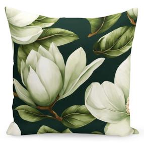 Dekoratīvs spilvena pārvalks Mariall Magnolia, melns krās./krēmkrāsa/zaļa krās., 40 cm x 40 cm