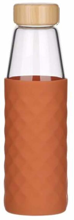 Ūdens pudele, oranža krās., stikls/silikons, 0.5 l