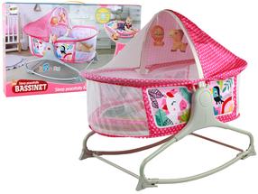 Mazuļu ceļojumu šūpulis Lean Toys 2in1 85 x 70 cm, rozā krās.