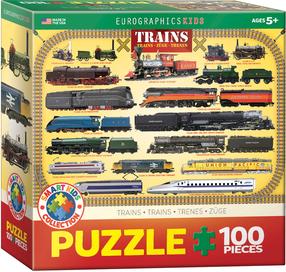 Puzle Eurographics Smart Kids Trains 6100-0090, 48.2 cm x 33.9 cm, 100 gab., daudzkrāsaina