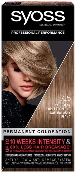 Plaukų dažai Syoss Permanent Coloration, natural ashy blond sp., 7_5, 115 ml