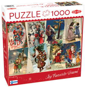 Dėlionė Tactic Retro Style Christmas Cards 59223, 48 cm x 67 cm, 1000 vnt., įvairių spalvų