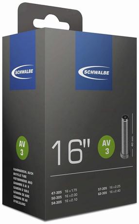 Velosipēdu riepu kamera Schwalbe Inner Tube 10409310, gumija, melna krās., 16", 1.75"