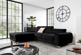 Kampinė sofa Grayson Velvetmat 10, juoda sp., kairinė, 205 x 278 cm x 92 cm