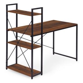 Rašomasis stalas su lentyna ModernHome TH-SD-15, 120 cm x 60 cm, 120 cm, juoda sp./tamsiai ruda sp.