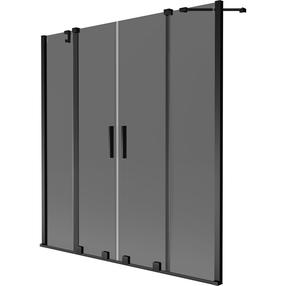 Dušo sienelė Mexen Velar Duo, 150 cm x 150 cm, juoda sp./grafito sp./grūdintas