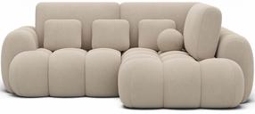 Kampinė sofa - lova Cozion Calmora 18, balta sp./smėlio sp., dešininė, 165 x 267 cm x 105 cm