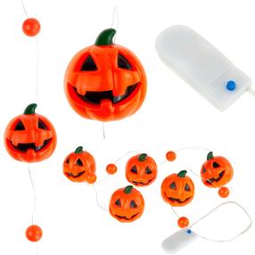 Helovīna LED gaismas ķirbju virtene, oranža