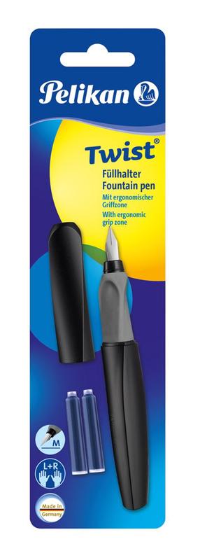 Tintes pildspalva Pelikan Twist P457M 11PN946814, kreiļiem/labročiem, melna krās.