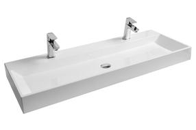 Vannas istabas izlietne Ravak NATURAL DUO, kompozītmateriāls, 120 cm x 45 cm x 14 cm, balta krās.