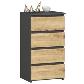 Kummut Akord CL4, tamm v./grafiit v., 74 cm x 35 cm x 40 cm