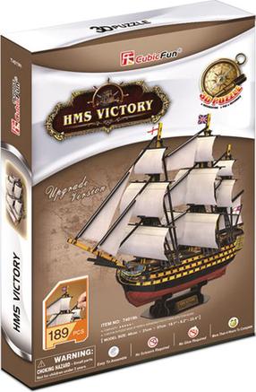 3D пазл Cubicfun HMS Victory, 46 см x 21 см, 189 шт., многоцветный