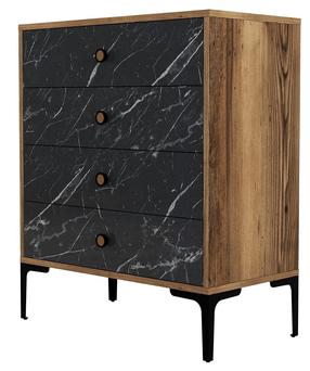 Komoda Kalune Design Lizbon 541, juoda sp./riešuto sp., 90.7 cm x 76 cm x 40 cm