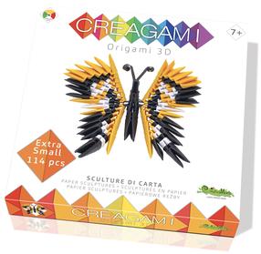 Papīra figūru izgatavošanas komplekts, tauriņš Creagami 3D Origami XS, melna krās./dzeltena krās.