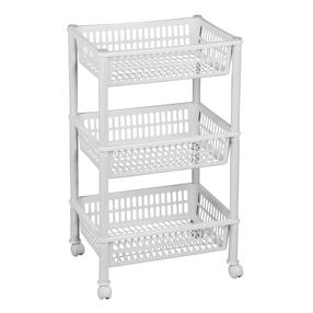 Vannitoa riiul ratastel Plast Team ECO, 39.4 cm x 68.5 cm x 2.9 cm, valge v.