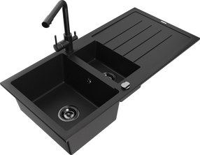 Virtuvinė plautuvė Mexen Andres, granitas, 100 cm x 50 cm x 20 cm, juoda sp.